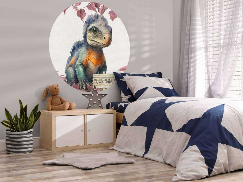 Baby ankylosaurus in de jungle roze