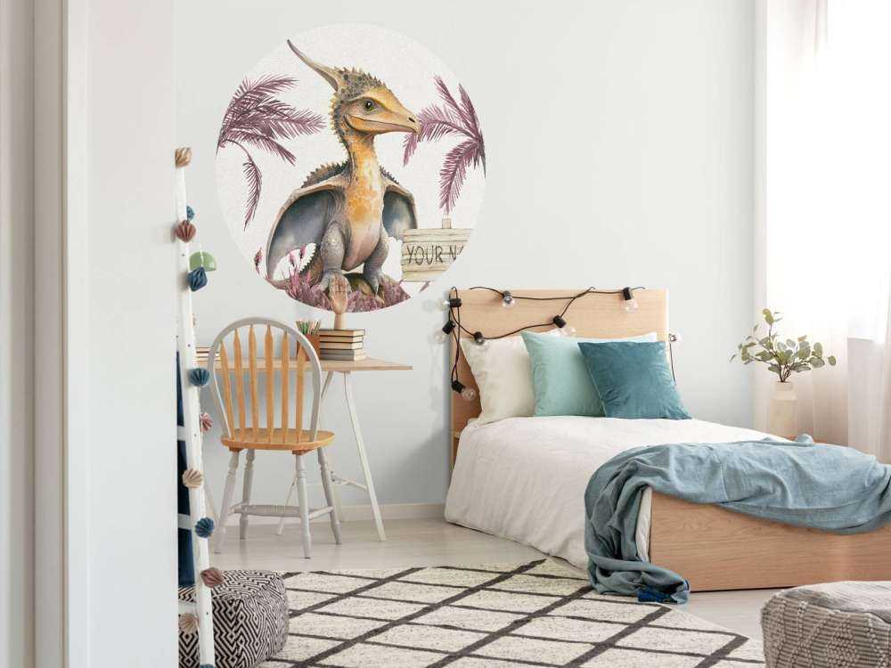 Baby pteranodon in de jungle roze