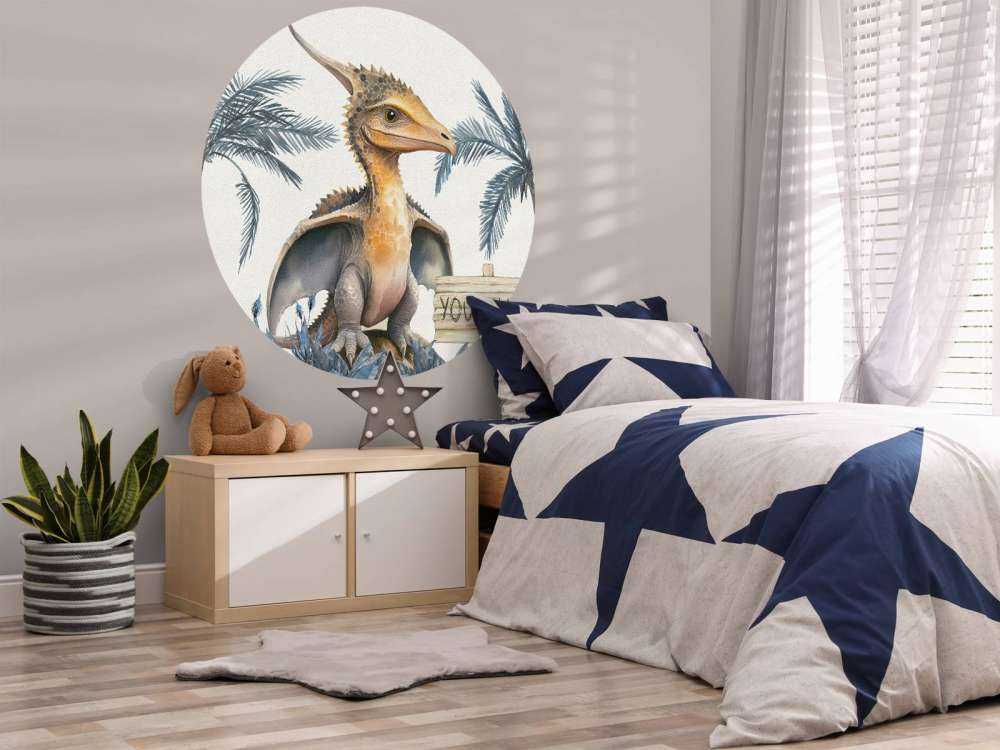 Baby pteranodon in de jungle blauw