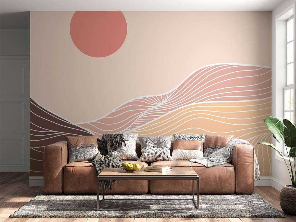 Lineart bergen met de zon