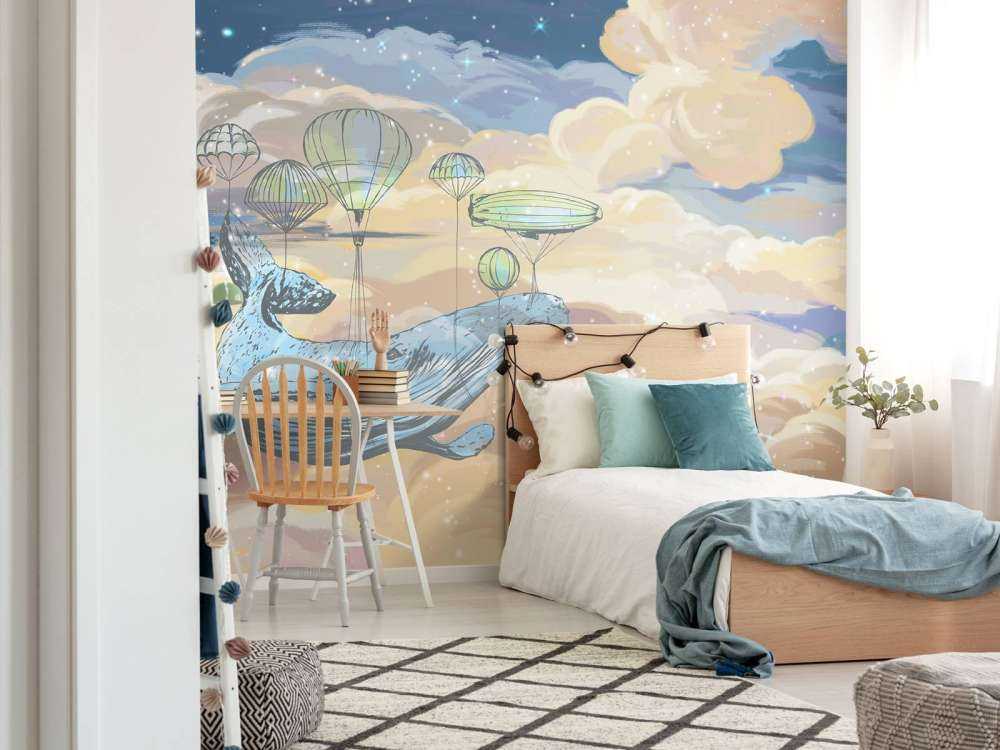 Walvis met zijn luchtballonnen