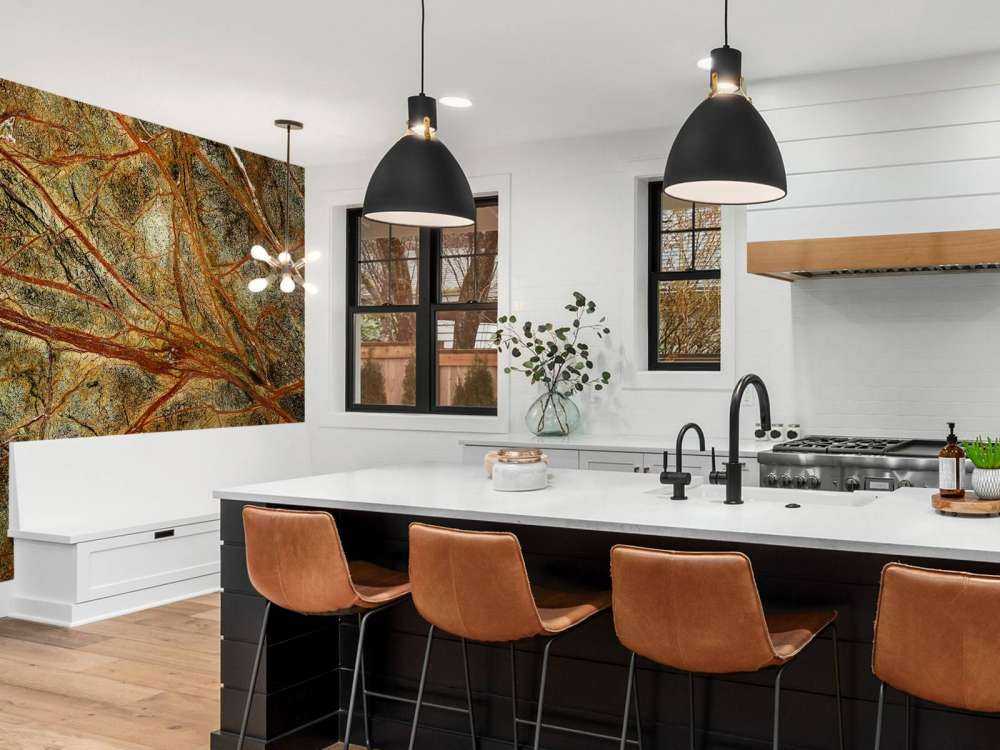 Groen marmer met gekleurde aders