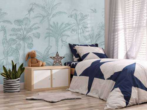 Tropisch dierenjungle blauw