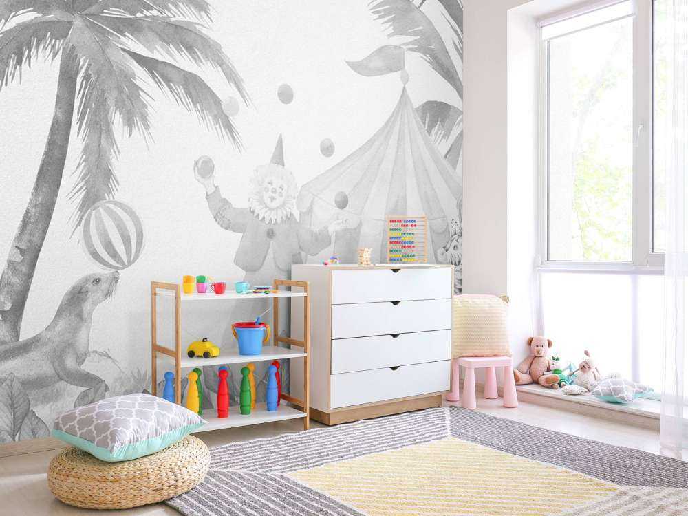 Vrolijke circus dieren grijs