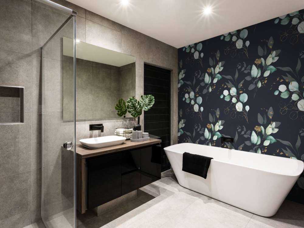 Donkerblauwe bladeren met goud