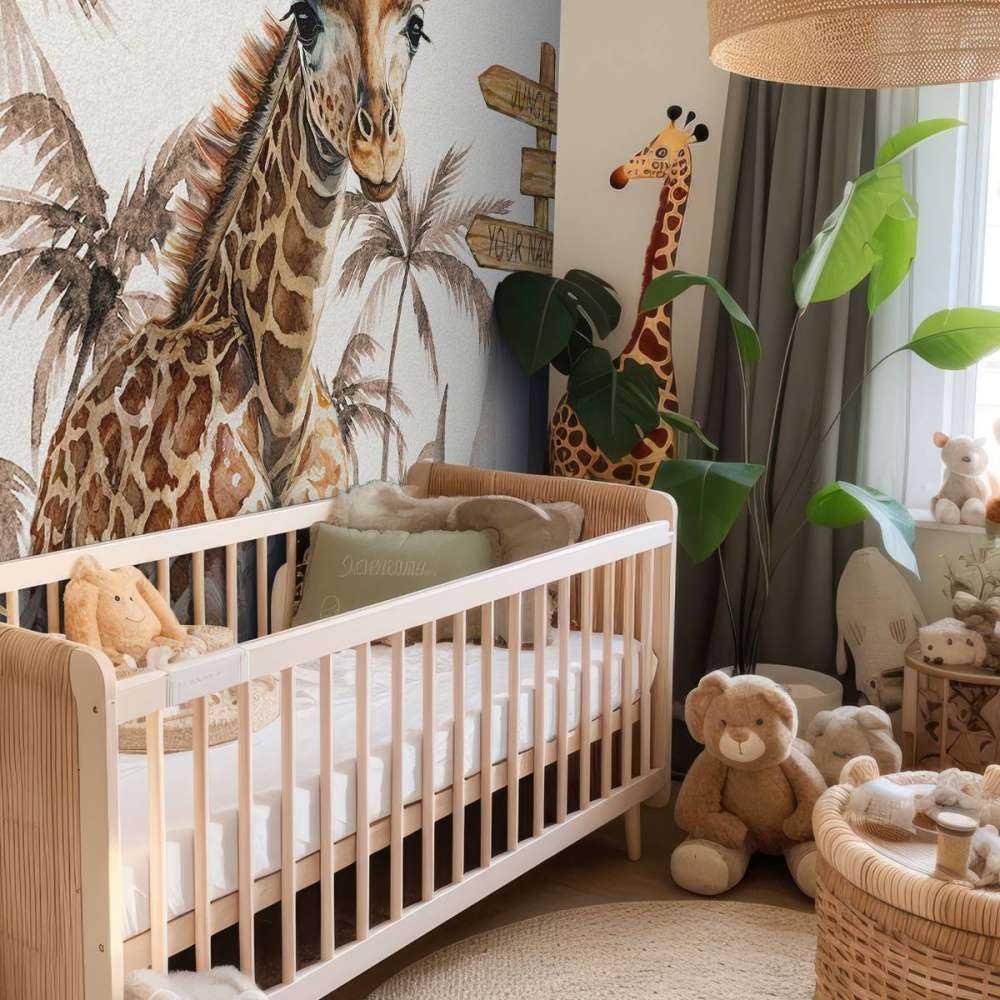 Baby giraffe in de jungle taupe