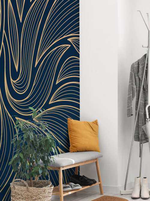 Art deco bloemen blauw