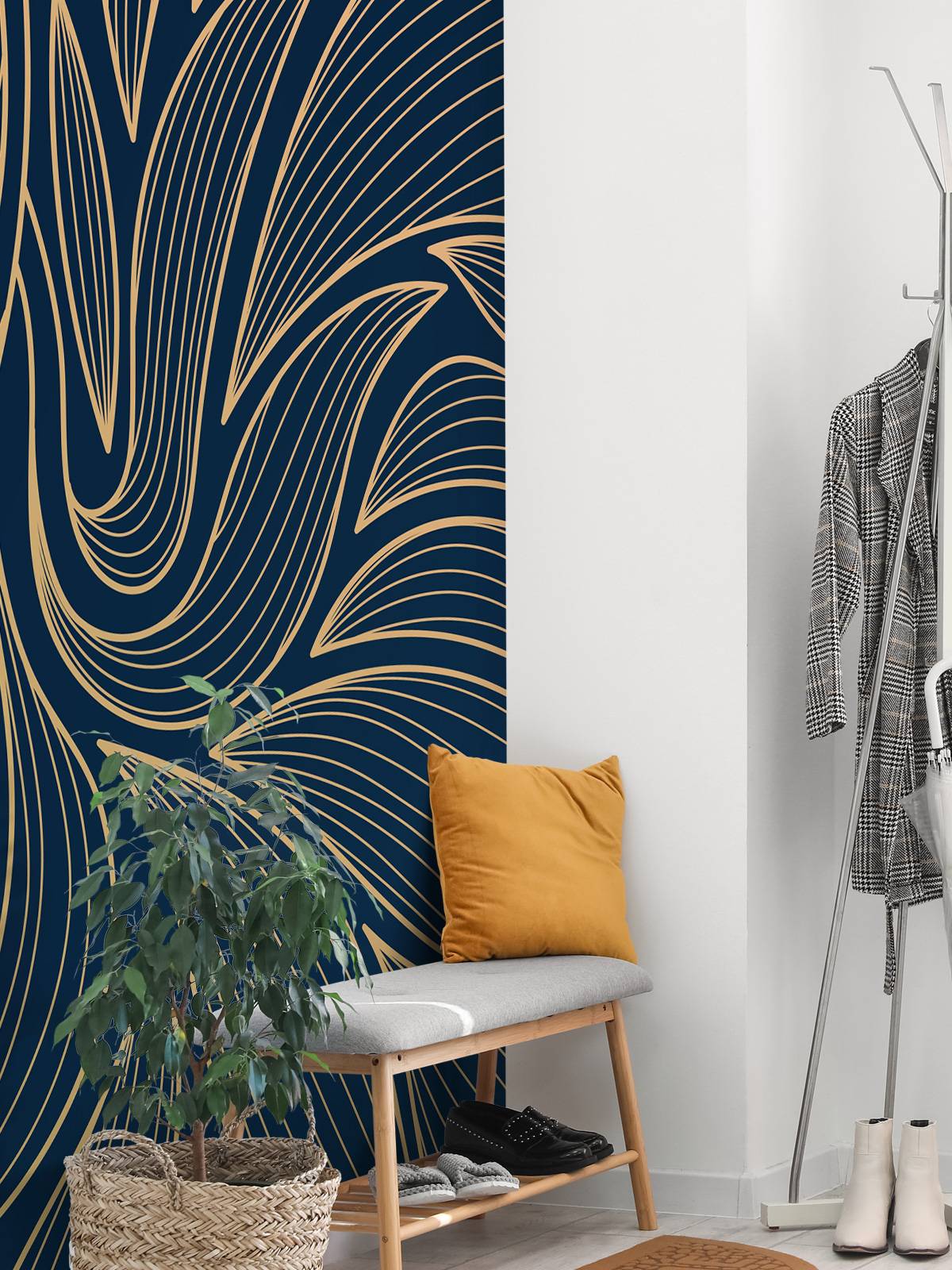 Art deco bloemen blauw