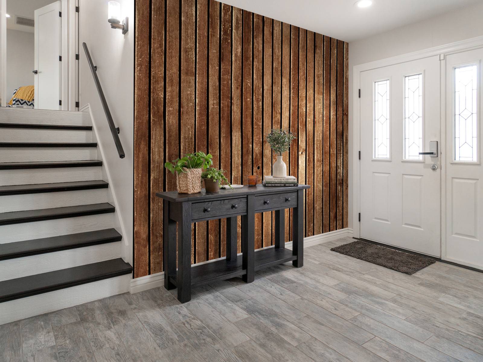 Donkere verticale houten planken