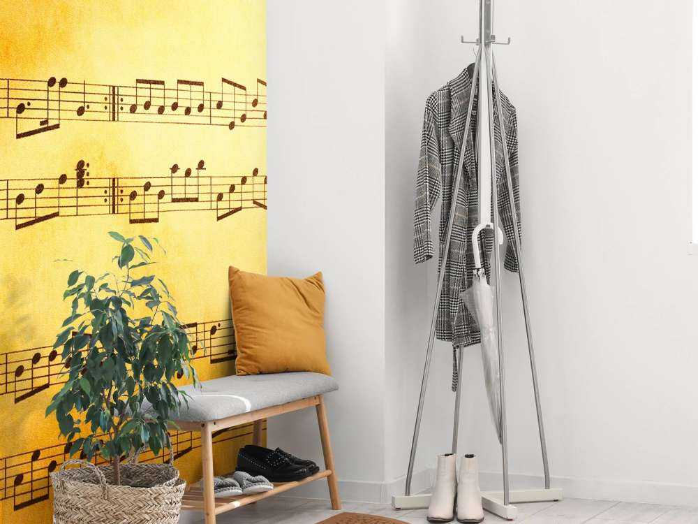 Oud blad met muzieknoten