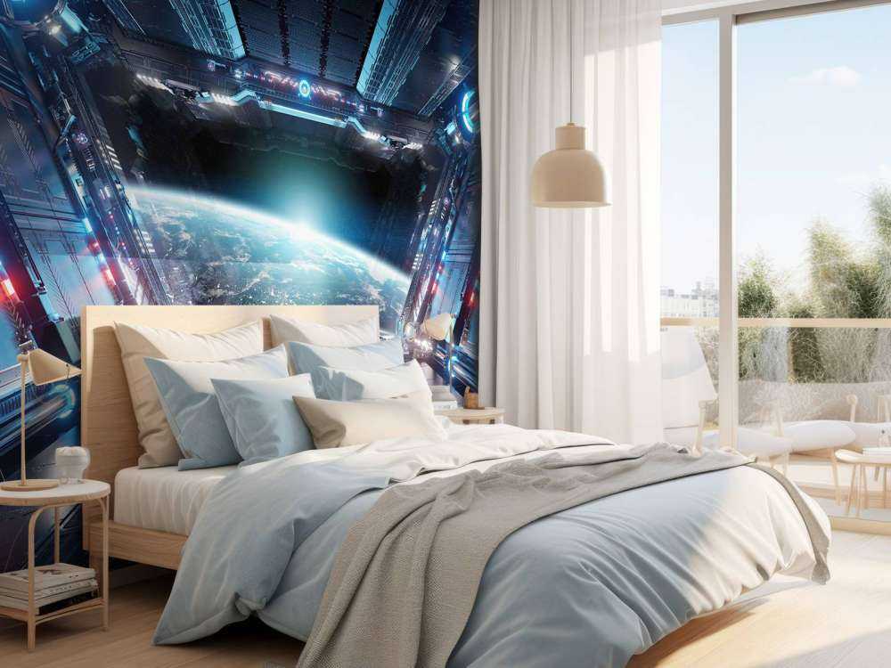 Zicht vanuit een ruimteschip