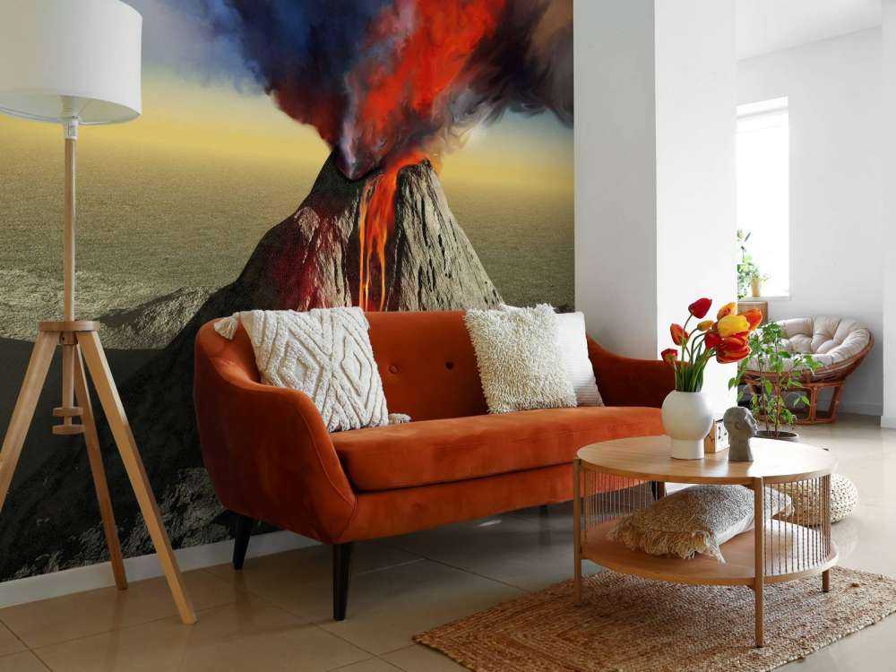 Vulkaanuitbarsting met veel rook