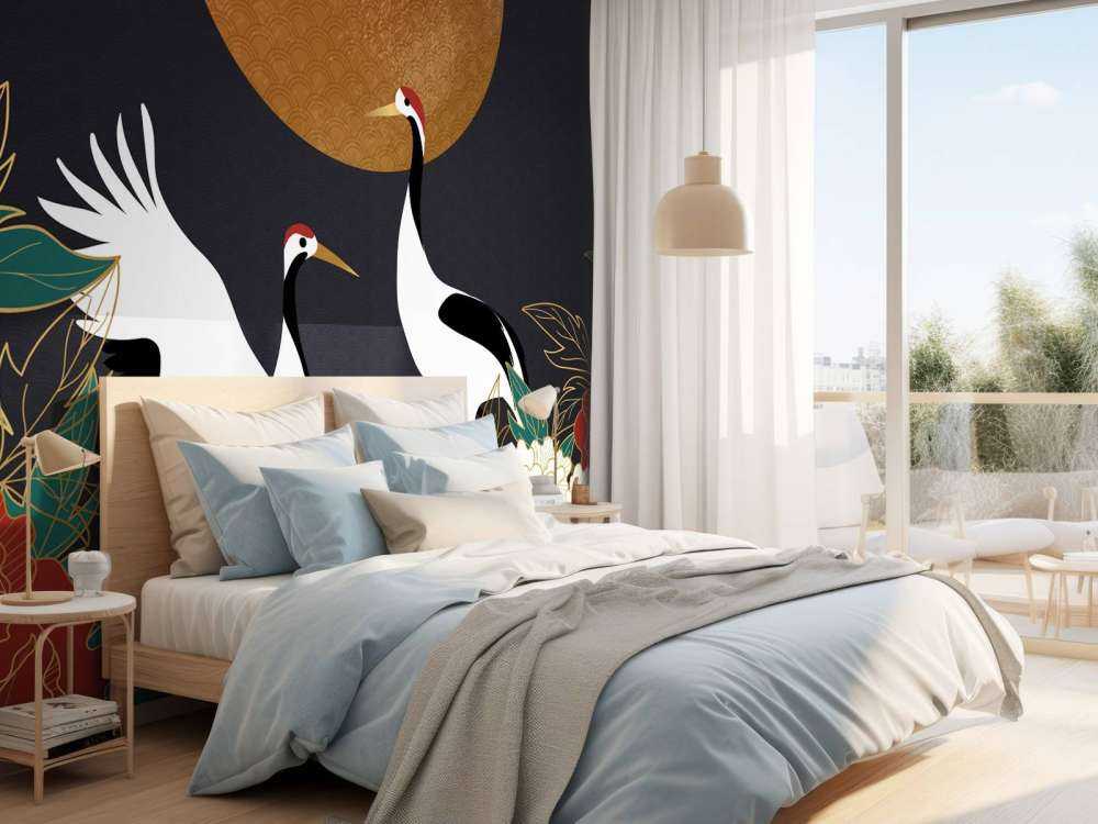 Kraanvogels tijdens de nacht