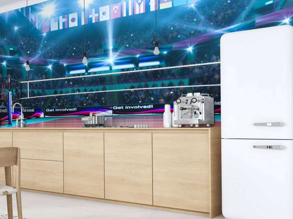 Modern volleybalveld op de lengte