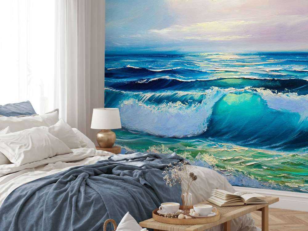 Olieverfschilderij van een heldere zee