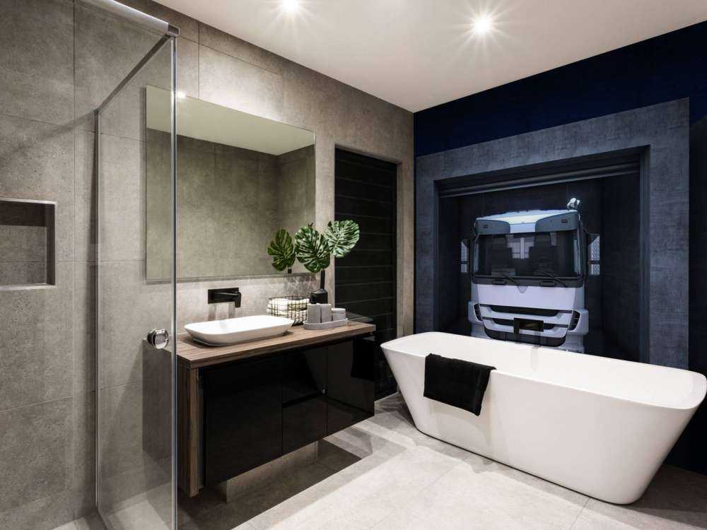 Vrachtwagens in garageboxen