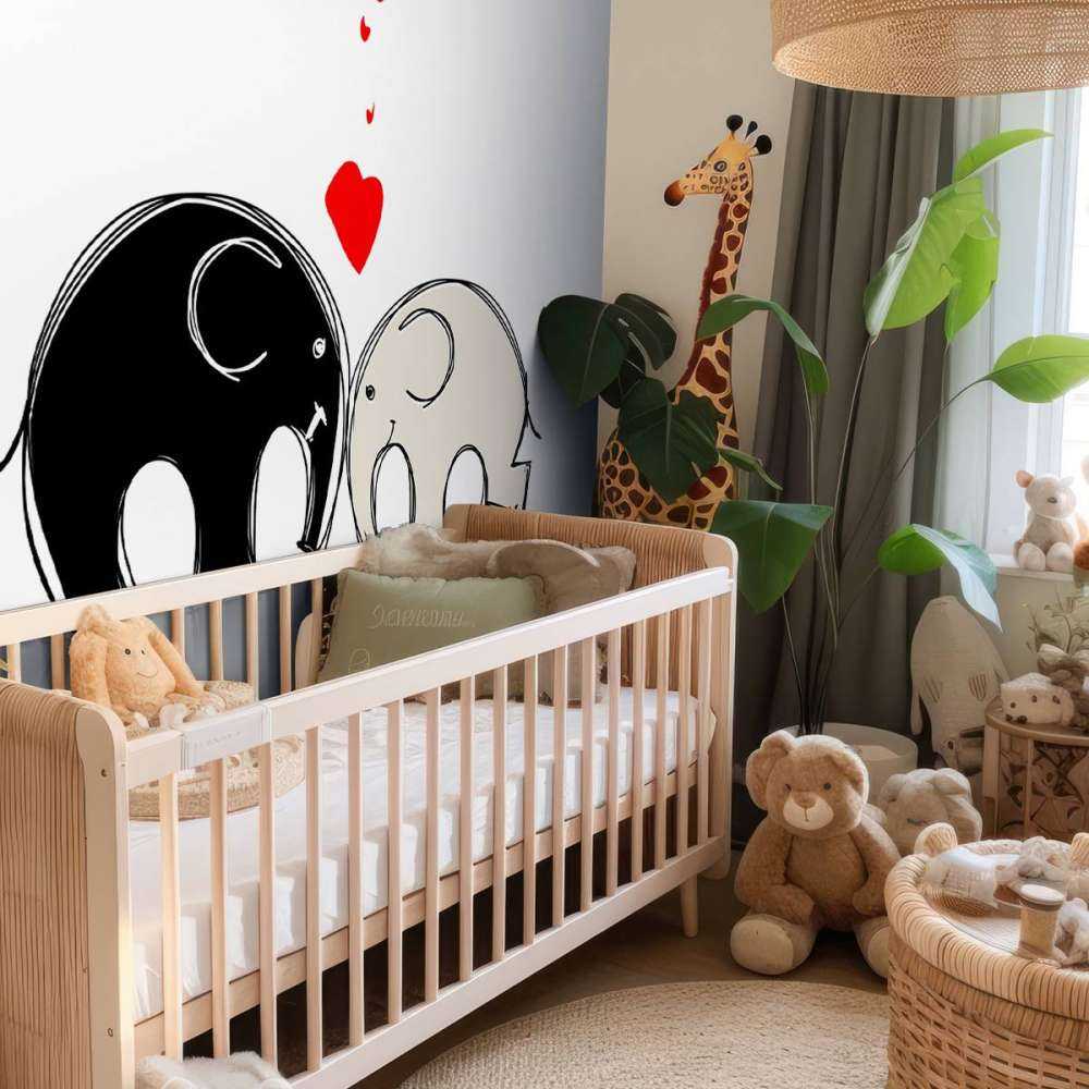 Schets van verliefde olifanten