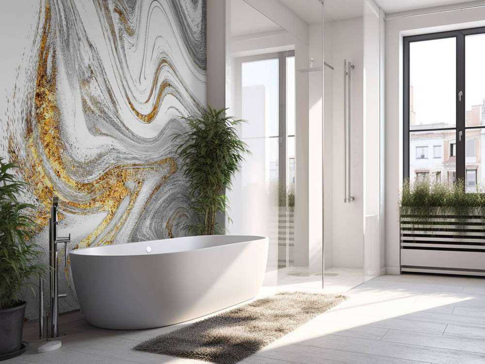 Verfmengsel met wit, grijs en goud