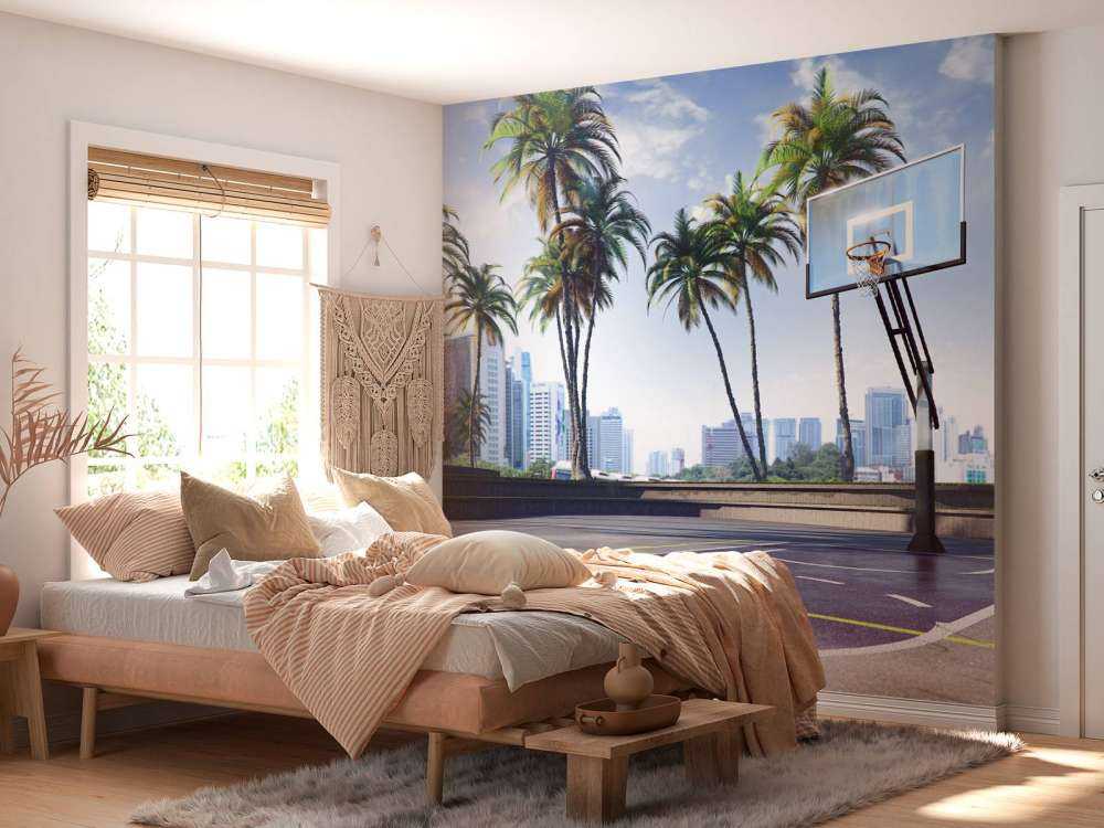 Basketbalveld in een moderne stad