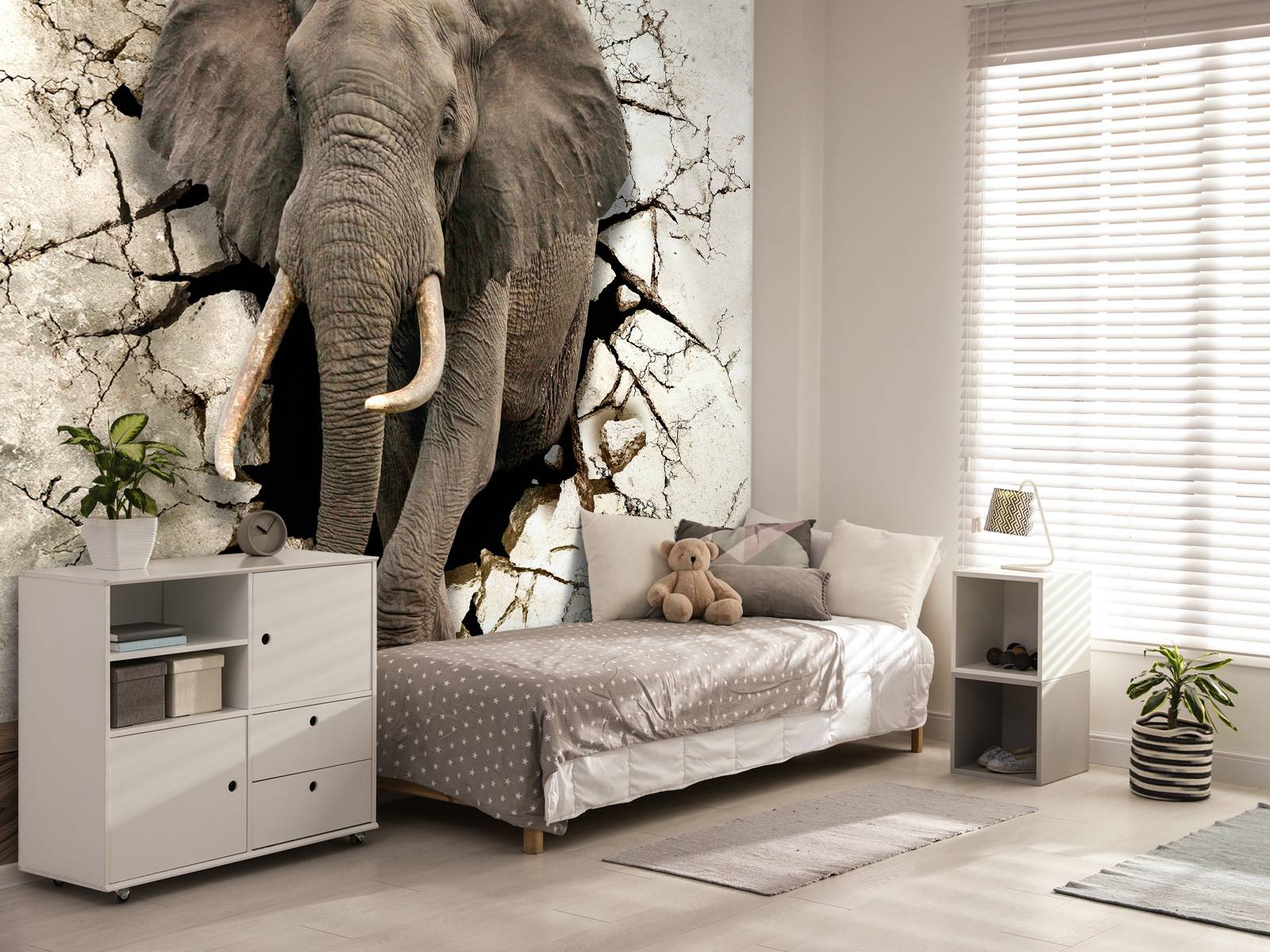Grote olifant uit de muur