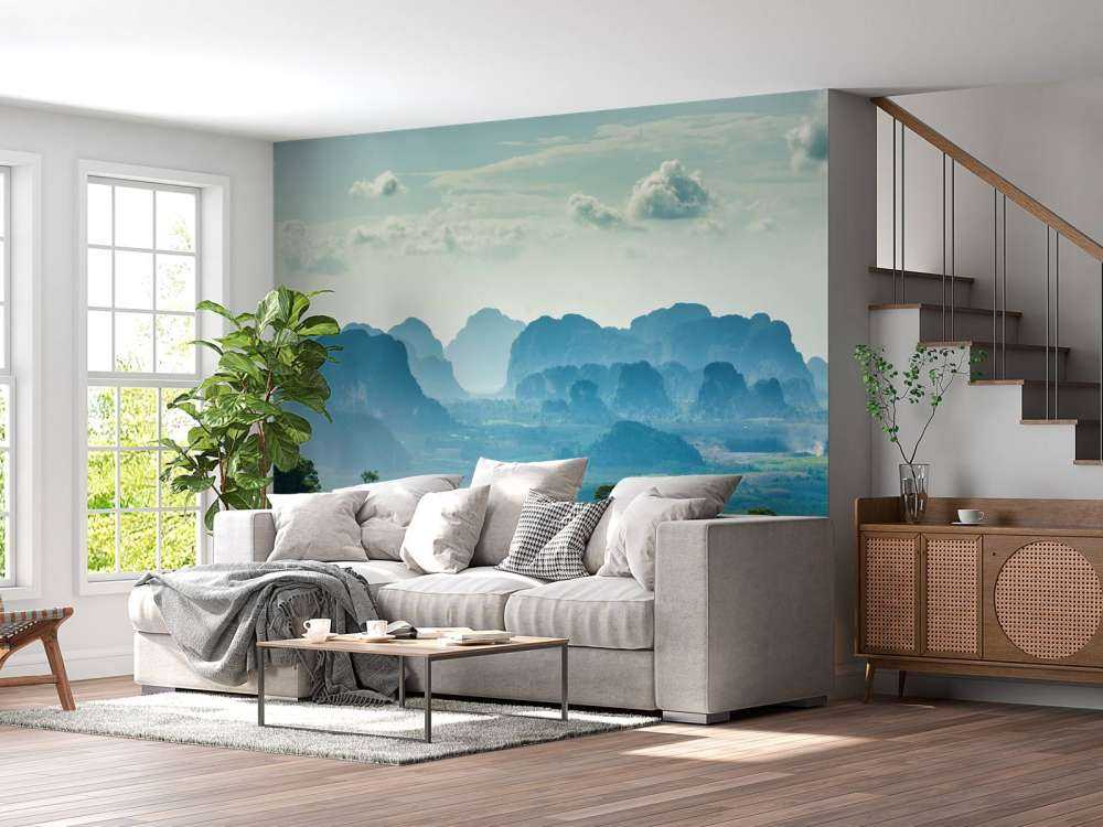 Mistig landschap in Thailand