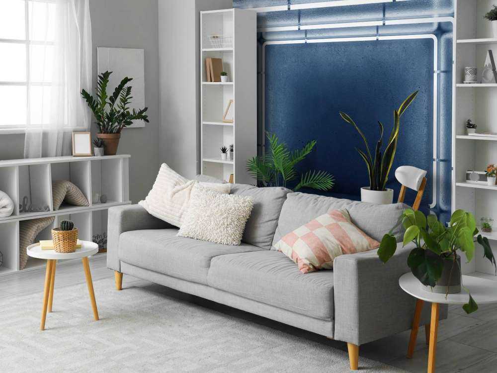 Betonnen neon verlichte garage