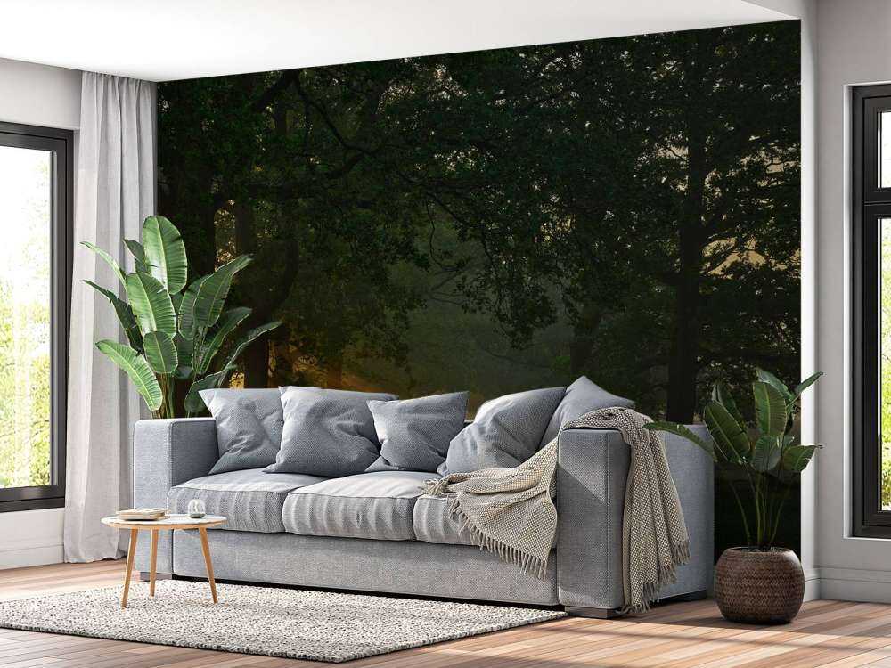 Oneindig pad met bomen