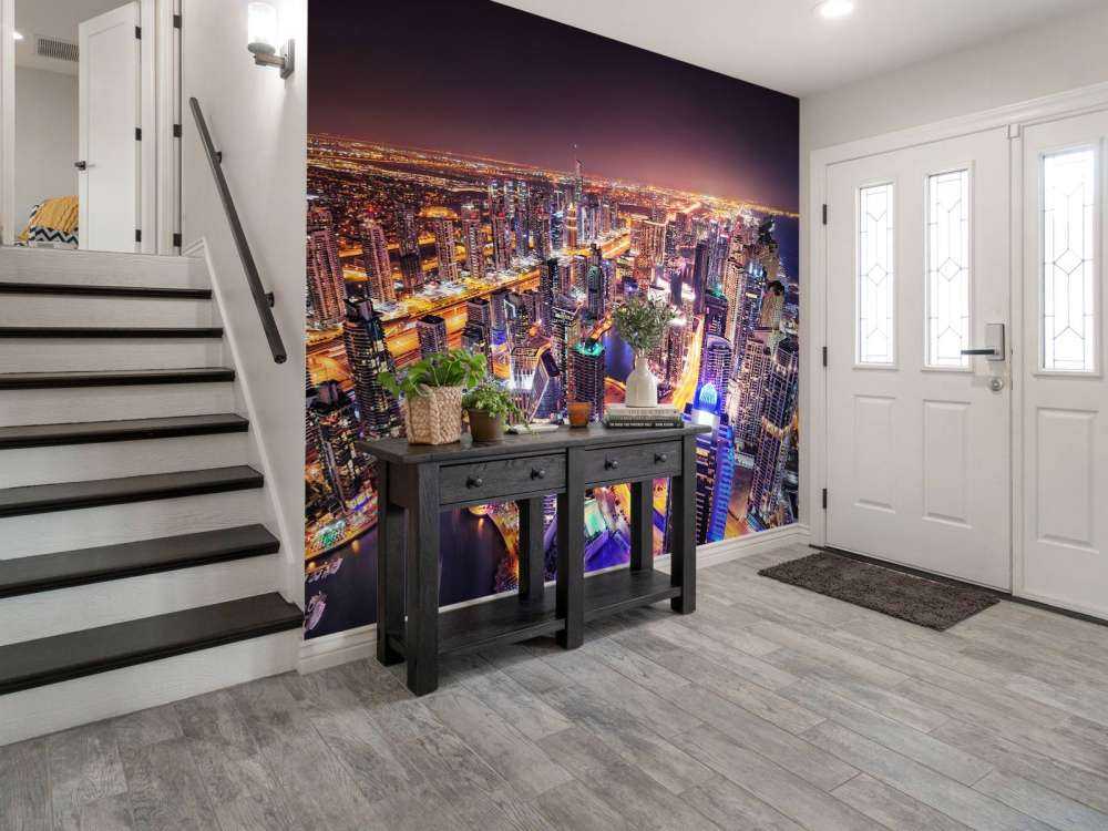 Verlichte gebouwen in Dubai