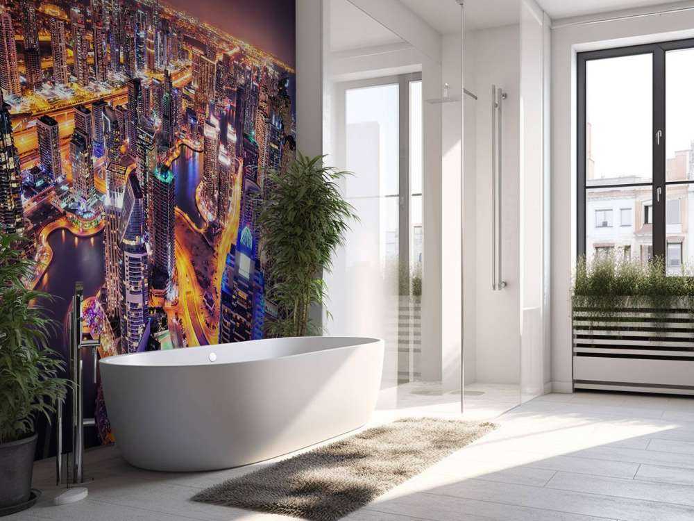 Verlichte gebouwen in Dubai