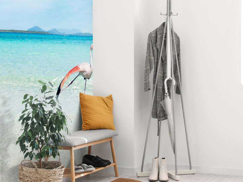 Flamingo op Tropisch Strand