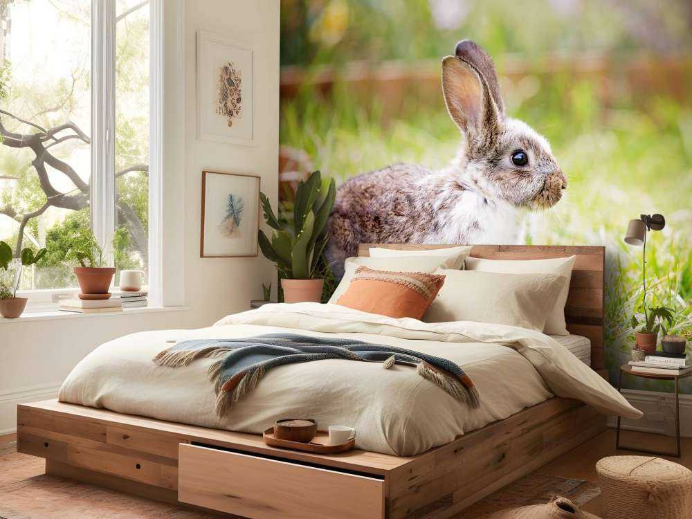 Schattig konijntje in een tuin