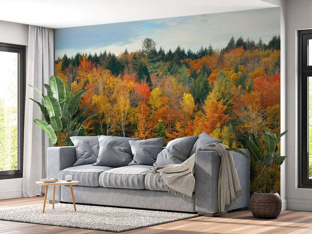 Meer met herfstbomen