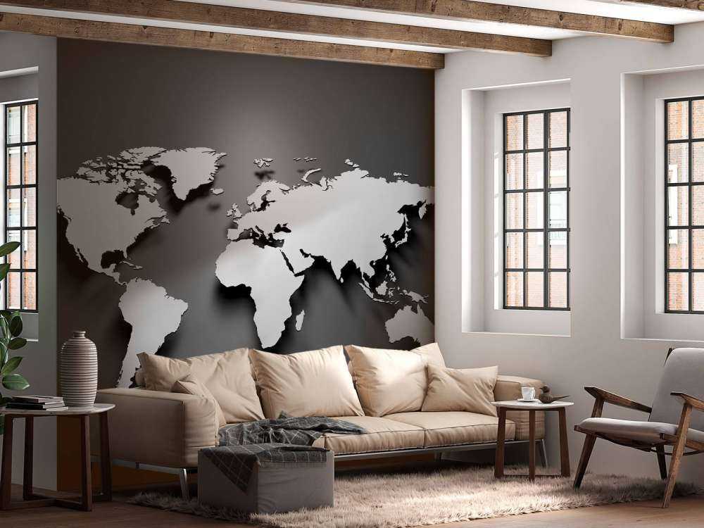 3D Wereldkaart zwart