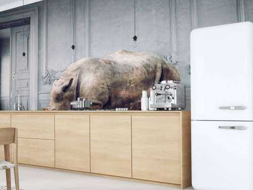 Neushoorn met lampenkap