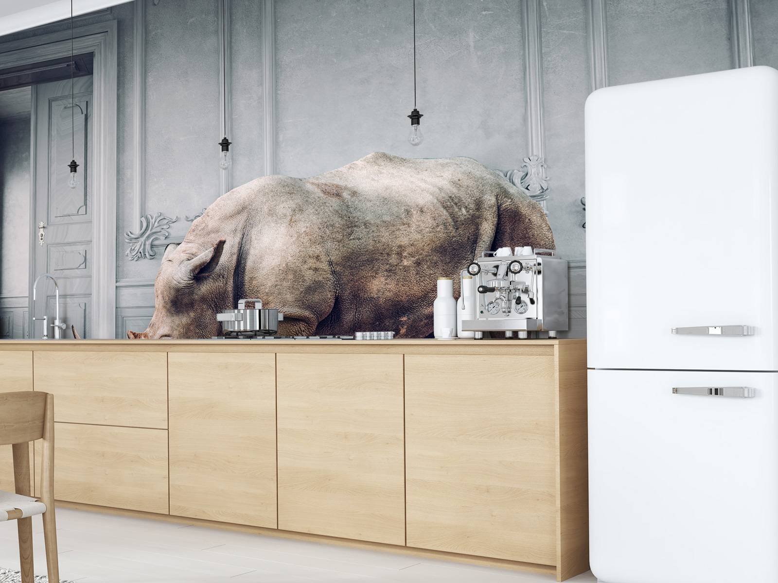 Neushoorn met lampenkap