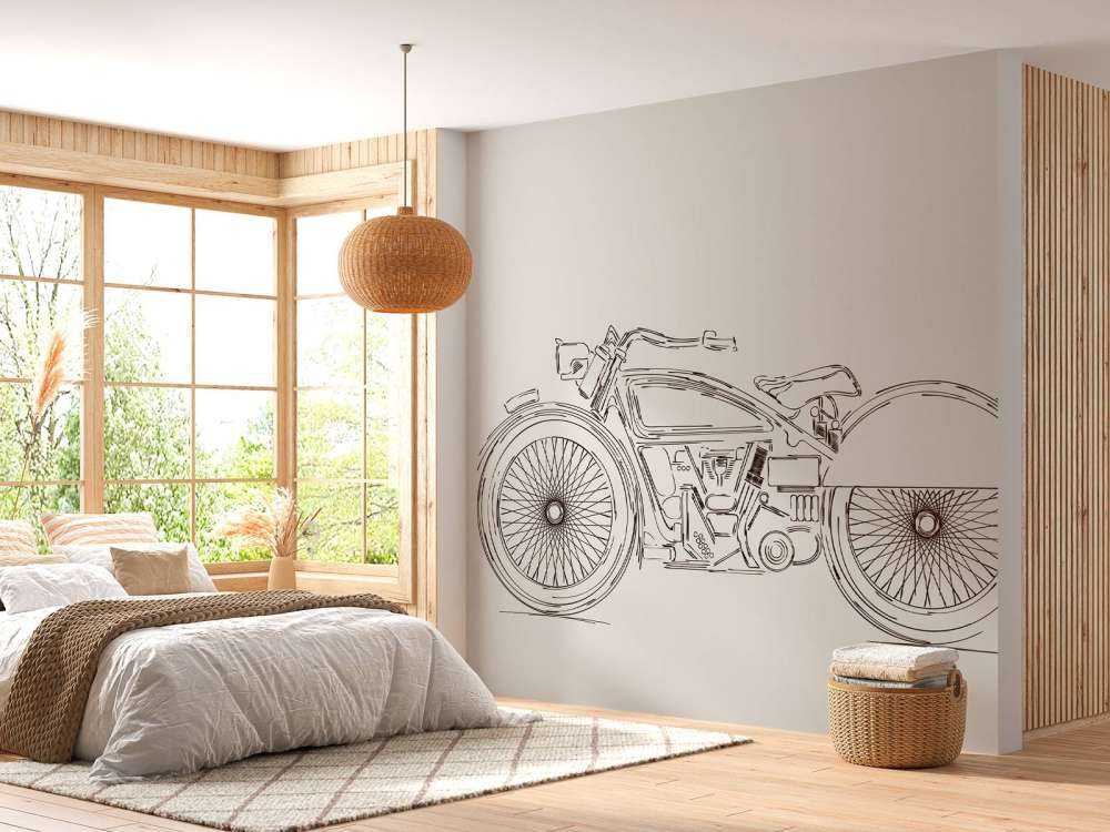 Getekende vintage motor