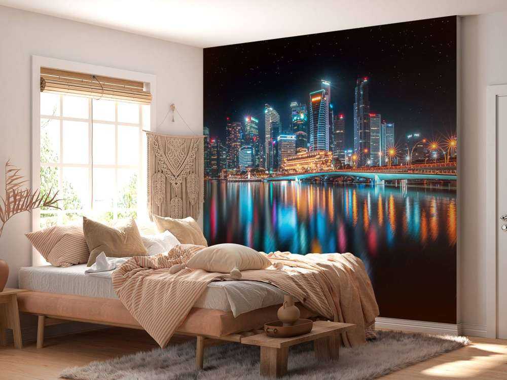 Lichtreflecties op moderne skyline