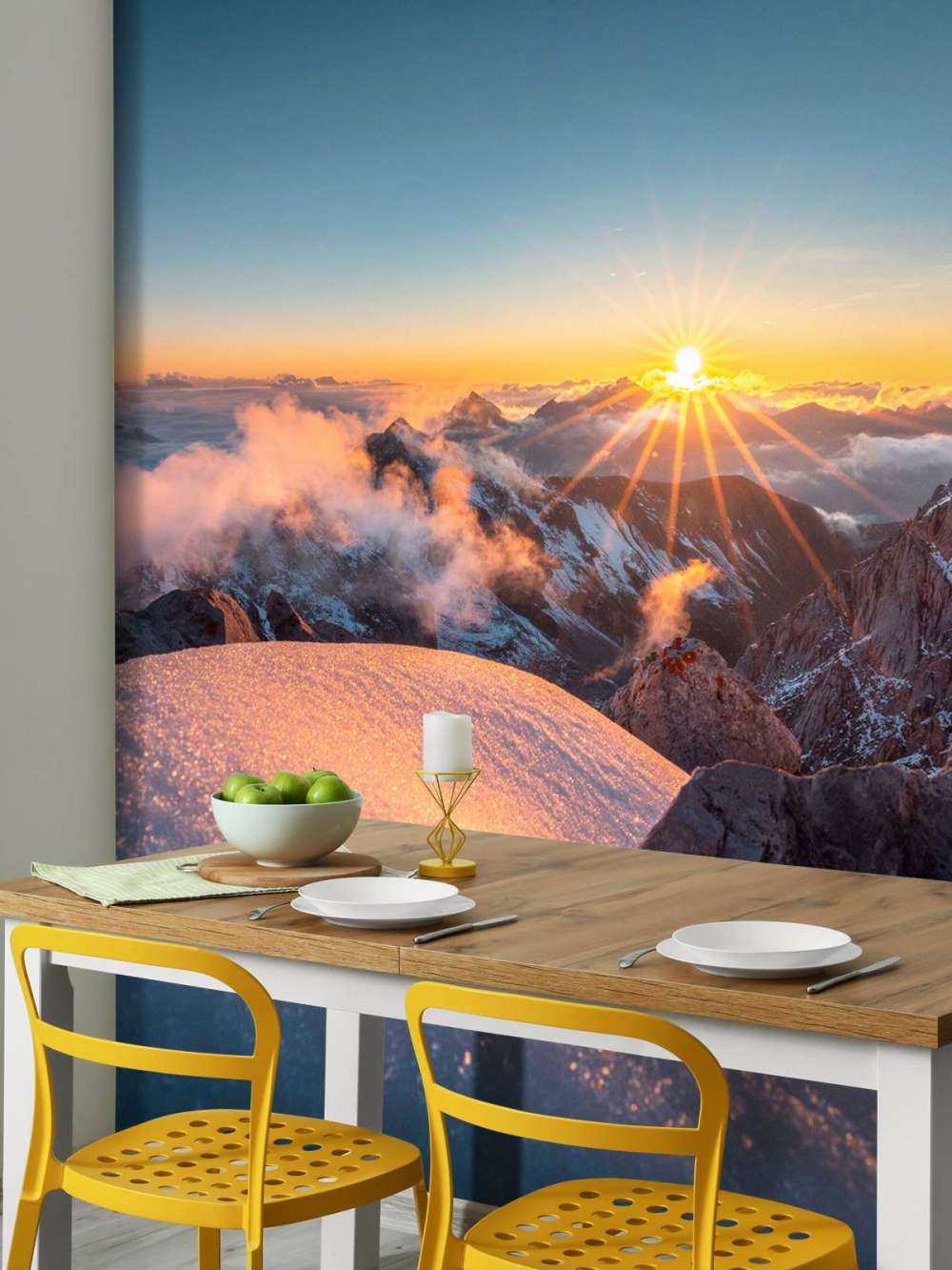 Gouden Zon Over Bergtoppen