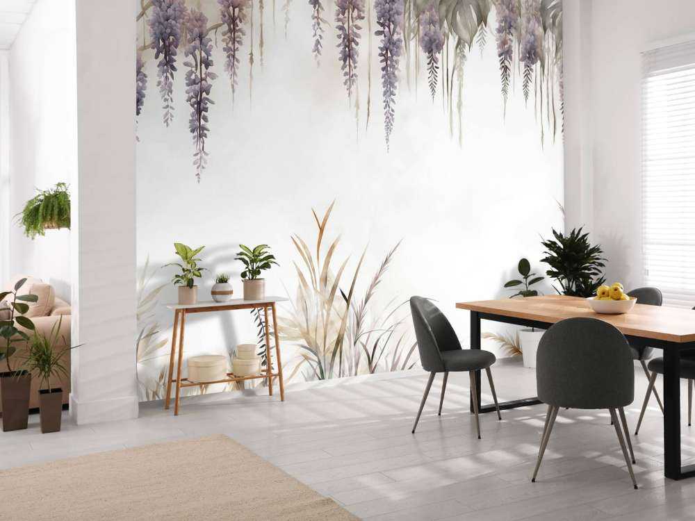 Wisteria and Field Grasses Beige