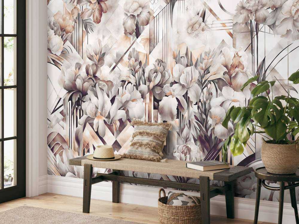 Huge Watercolor Irises Sepia