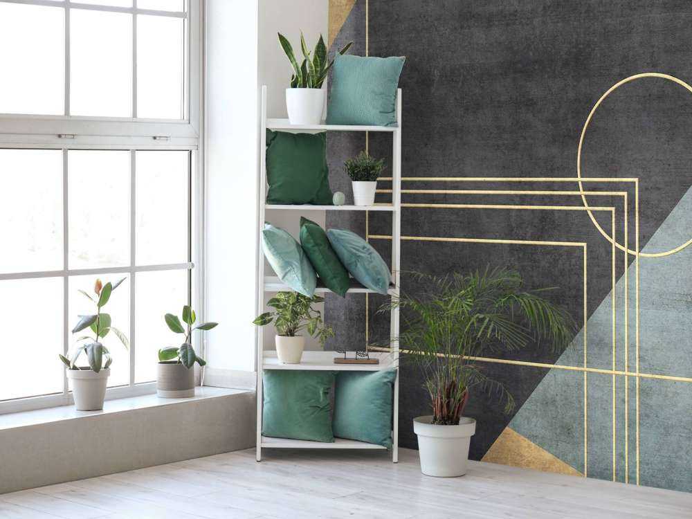 Gouden lijnen in zeegroen