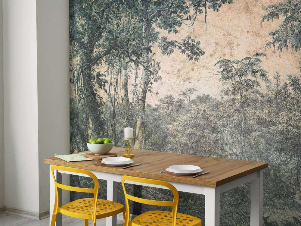 Verweerd tropisch woudpanorama