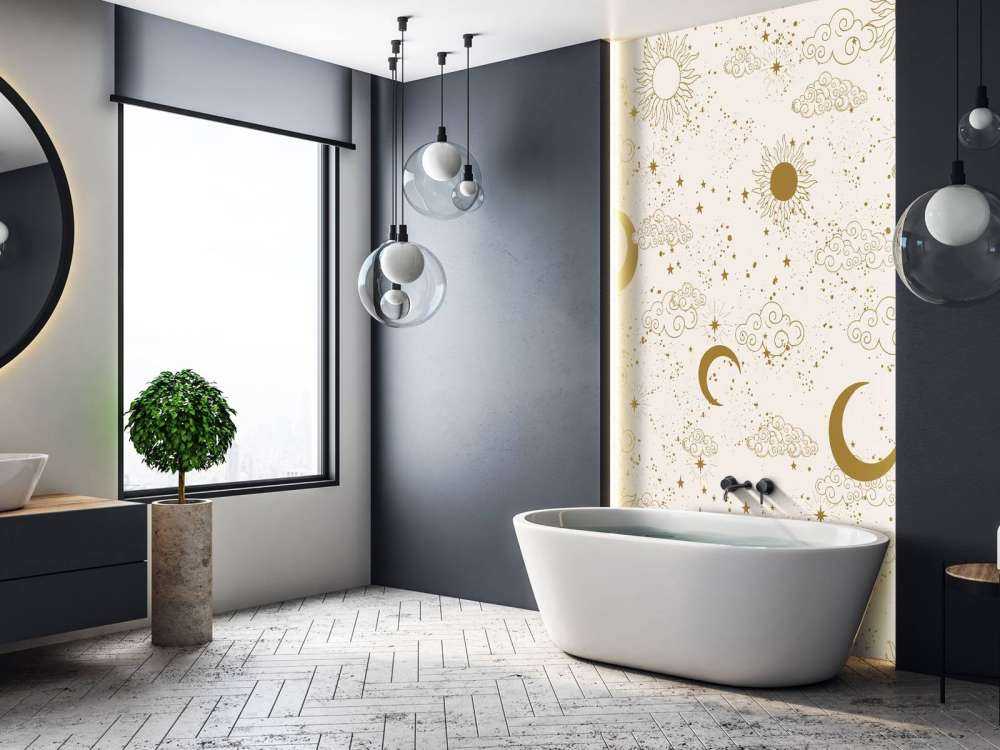 Zon maan en wolken in goud