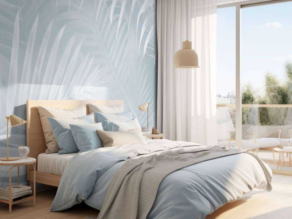 Foggy palm leaves Gray