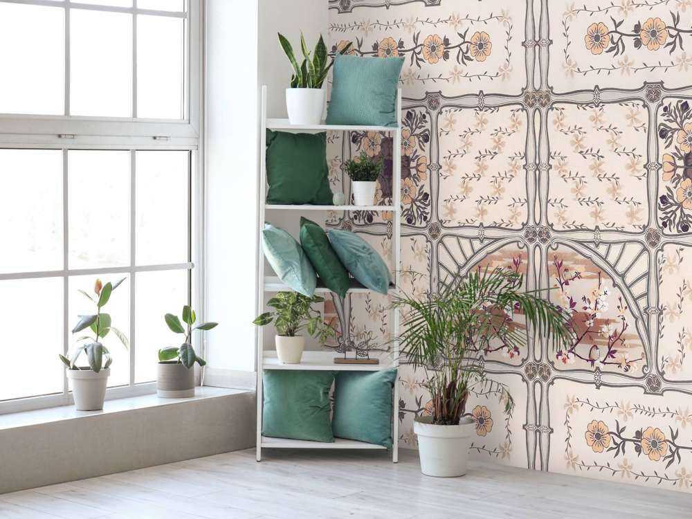 Vintage vogels met bloemornamenten