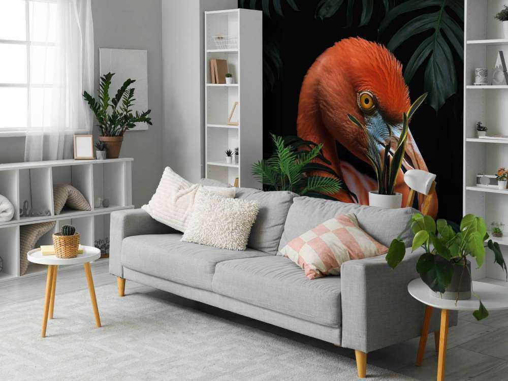 Flamingo tussen tropisch groen