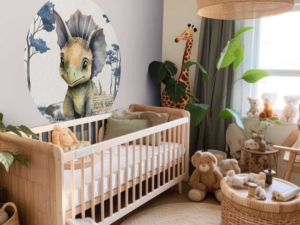 Baby triceratops in de jungle blauw