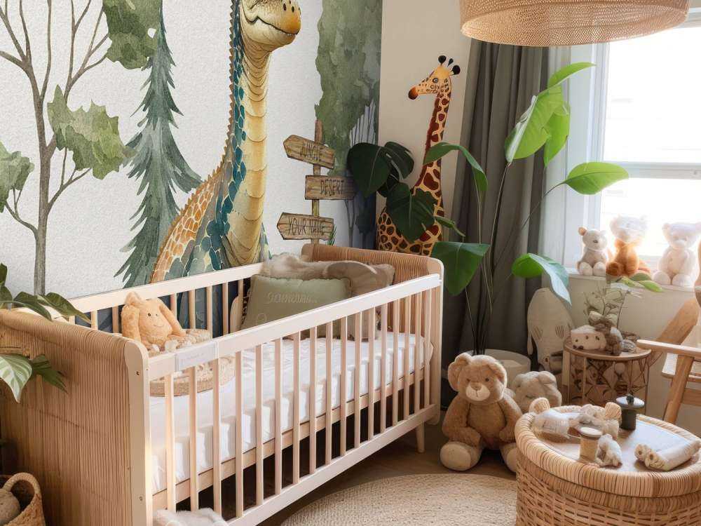 Baby brachiosaurus in de jungle