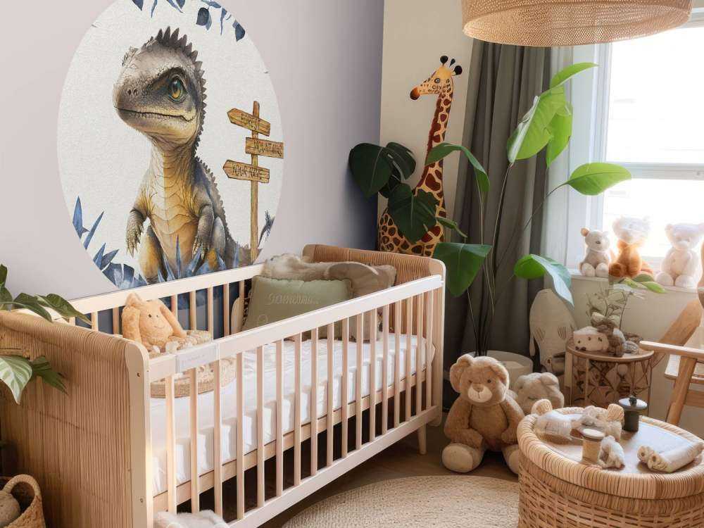 Baby spinosaurus in de jungle blauw