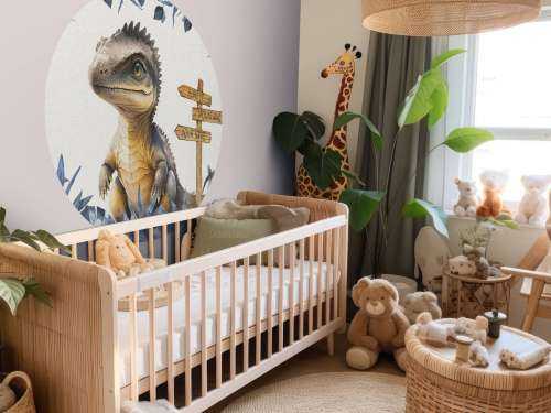 Baby spinosaurus in de jungle blauw